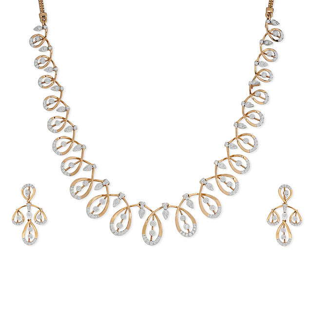 Tanishq 18KT Diamond Necklace Set for Women 