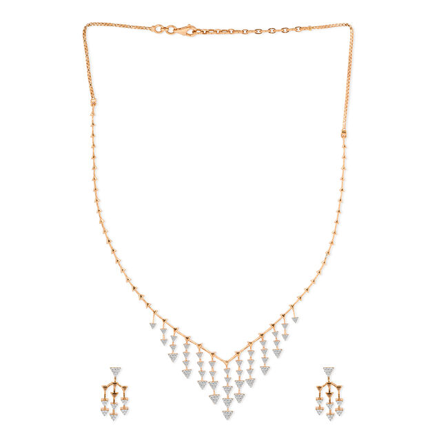 Tanishq 18KT Diamond Necklace Set for Women 