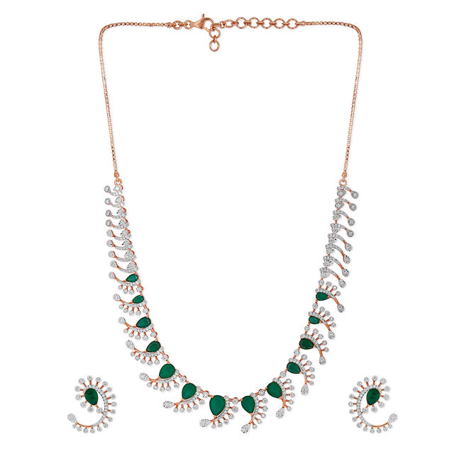 Tanishq 18KT Diamond Necklace Set for Women 