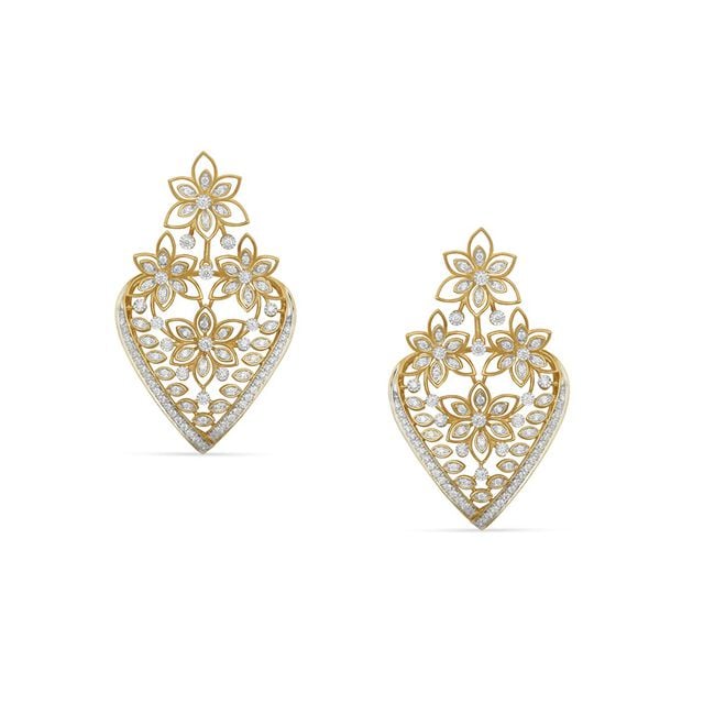 Tanishq 18KT Diamond Pendant and Earrings Set 
