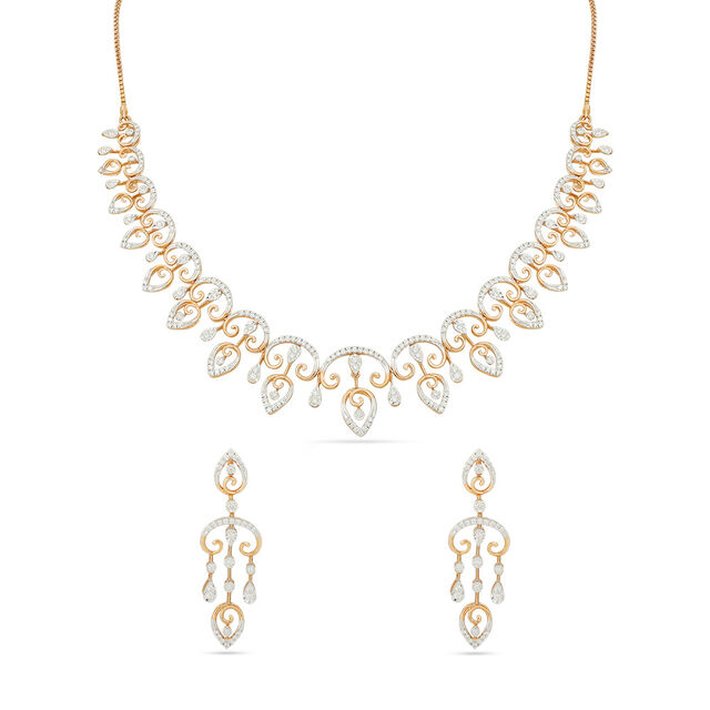 DualTone Diamond Elegance Necklace Set 