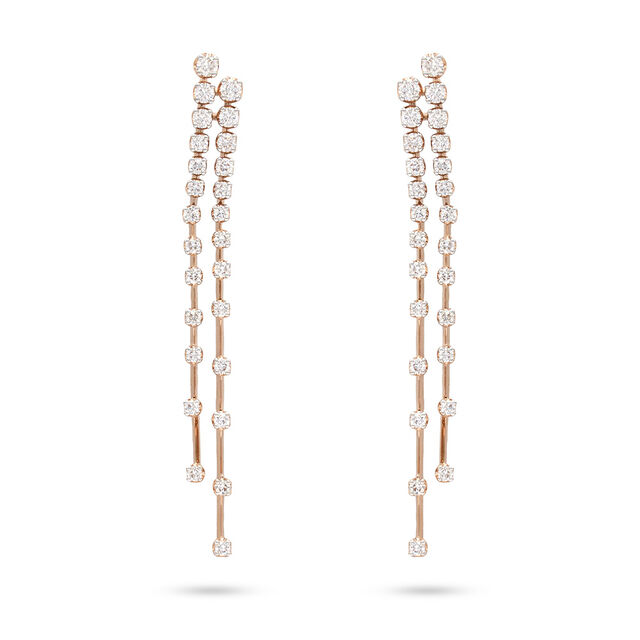 Rose-Gold Diamond Cascade Earrings 