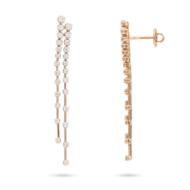 Rose-Gold Diamond Cascade Earrings 2
