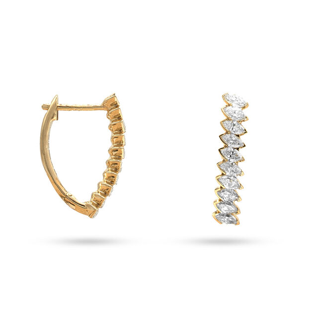 Diamond & Yellow Gold Asymmetry Hoops 