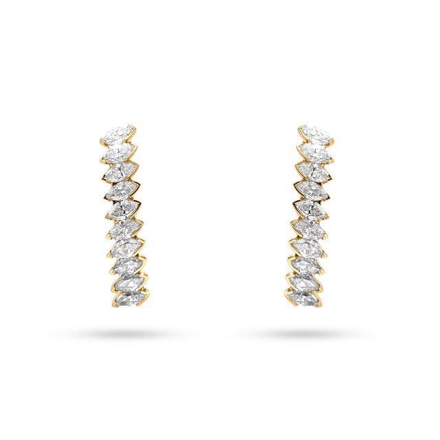 Diamond & Yellow Gold Asymmetry Hoops 2
