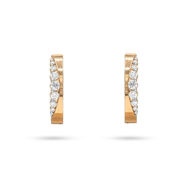 Yellow Gold & Diamond Arc Hoops 