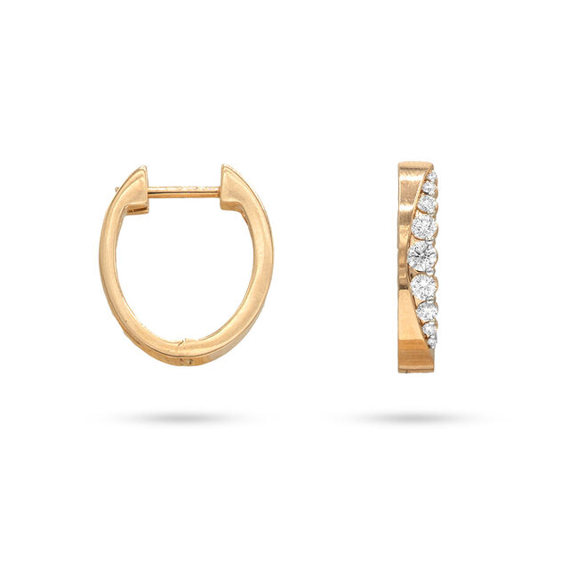 Yellow Gold & Diamond Arc Hoops 2