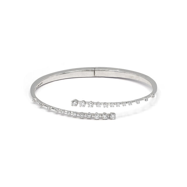 White Gold & Diamond Open Bangle 