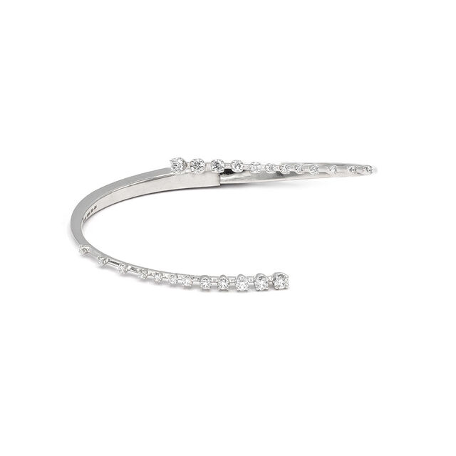 White Gold & Diamond Open Bangle 2