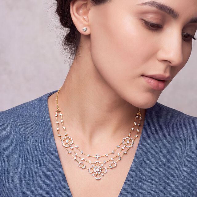 18 Kt  White Gold Neckwear With Round Diamond For Women In Wedding Category 3