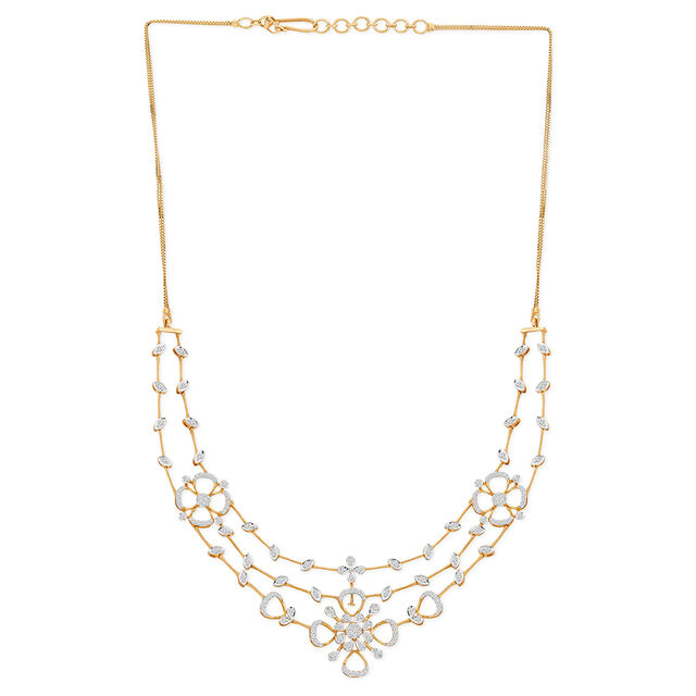18 Kt  White Gold Neckwear With Round Diamond For Women In Wedding Category 