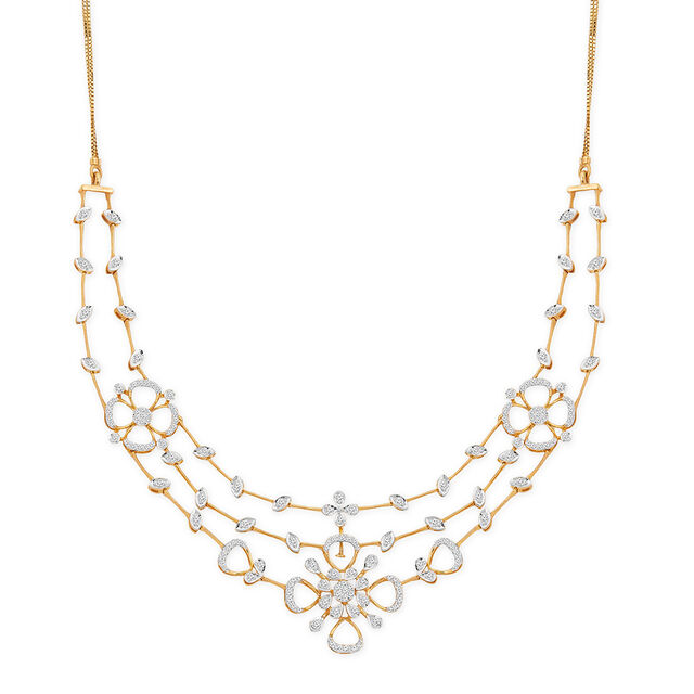 18 Kt  White Gold Neckwear With Round Diamond For Women In Wedding Category 2