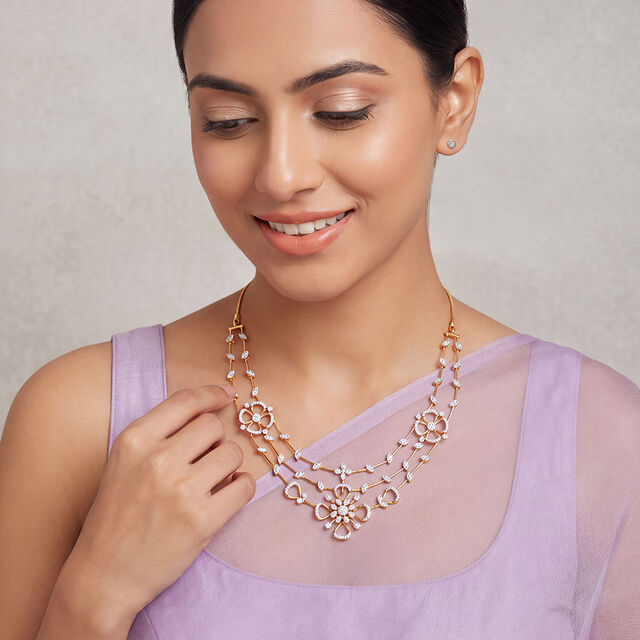 18 Kt  White Gold Neckwear With Round Diamond For Women In Wedding Category 2