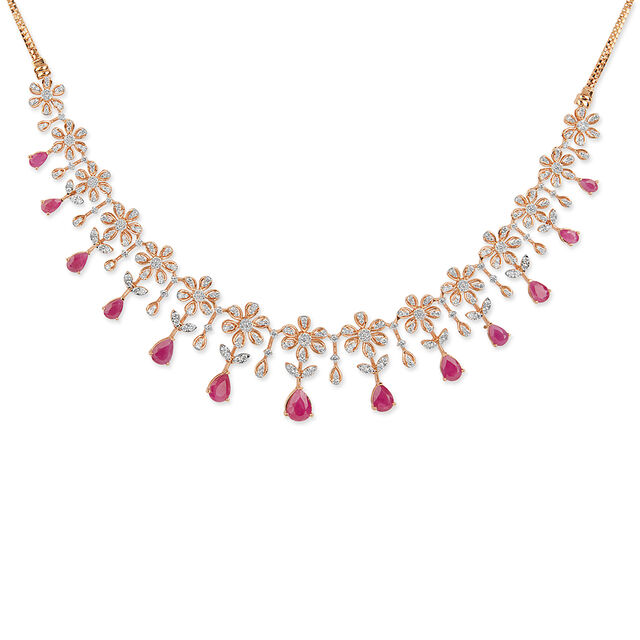 Tanishq 18KT Diamond Necklace Set for Women 2