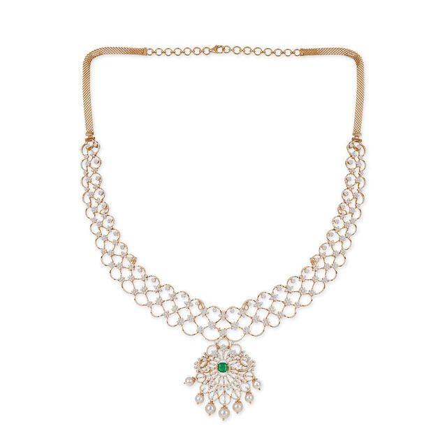 Tanishq 18KT Diamond Necklace Set for Women 2
