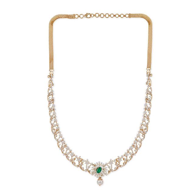 Tanishq 18KT Diamond Necklace Set for Women 3