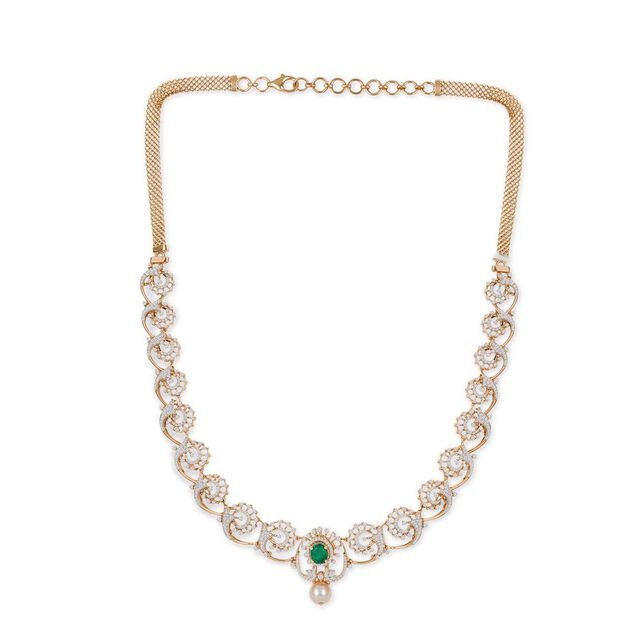 Tanishq 18KT Diamond Necklace Set for Women 4