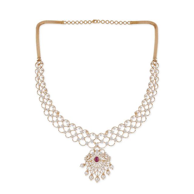 Tanishq 18KT Diamond Necklace Set for Women 6