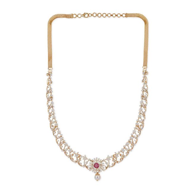 Tanishq 18KT Diamond Necklace Set for Women 7