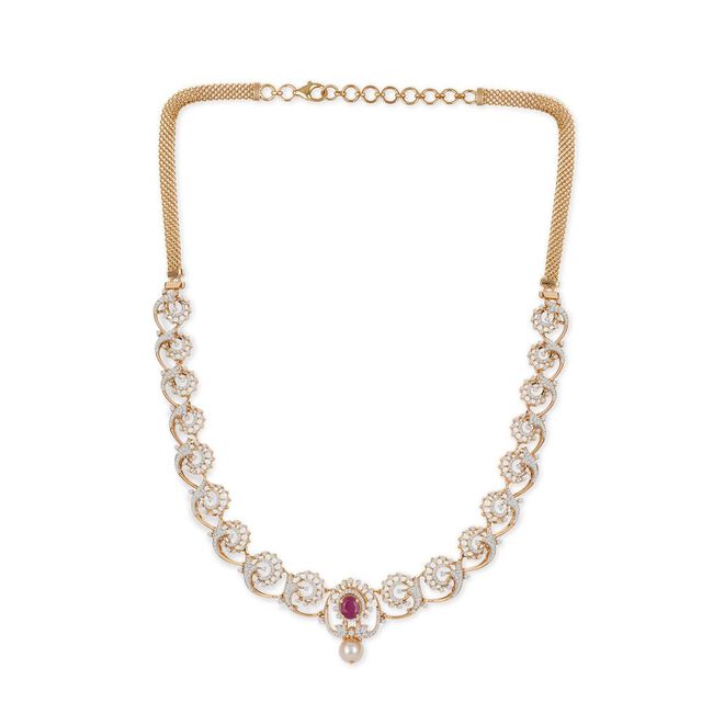 Tanishq 18KT Diamond Necklace Set for Women 8