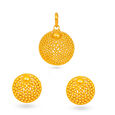 Tanishq 22 Karat Gold Pendant and Earrings Set for Women 