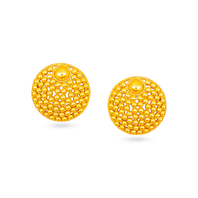 Tanishq 22 Karat Gold Pendant and Earrings Set for Women 2