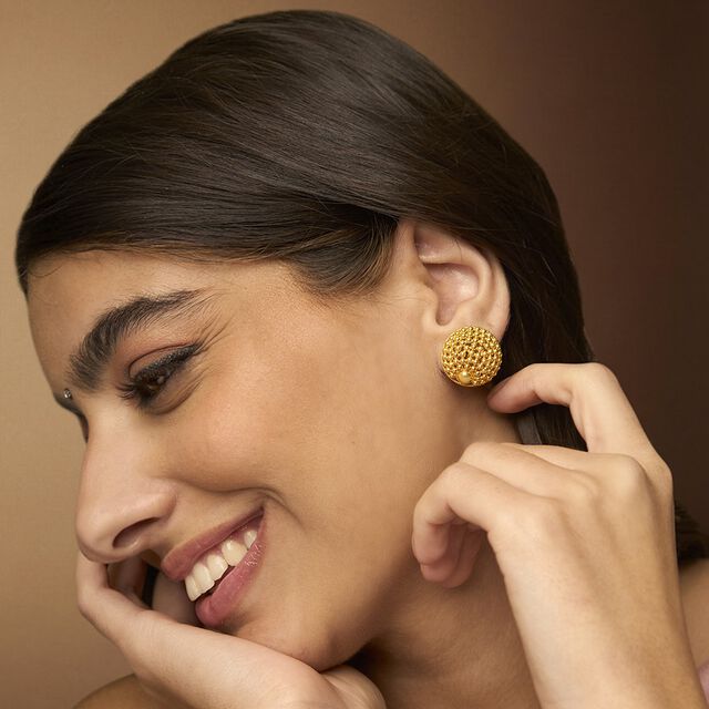 Exquisite Rawa Work Gold Stud Earrings 2