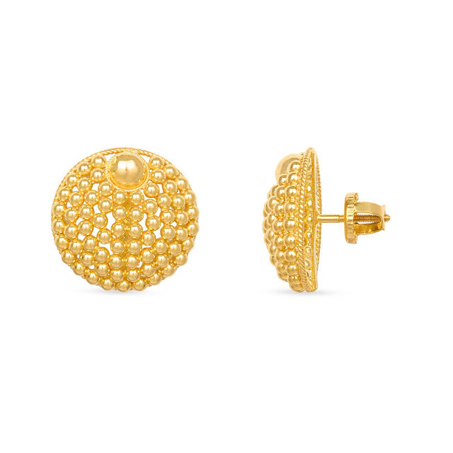 Exquisite Rawa Work Gold Stud Earrings 3