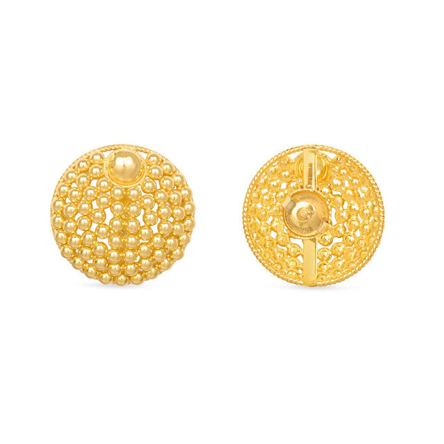 Exquisite Rawa Work Gold Stud Earrings 4