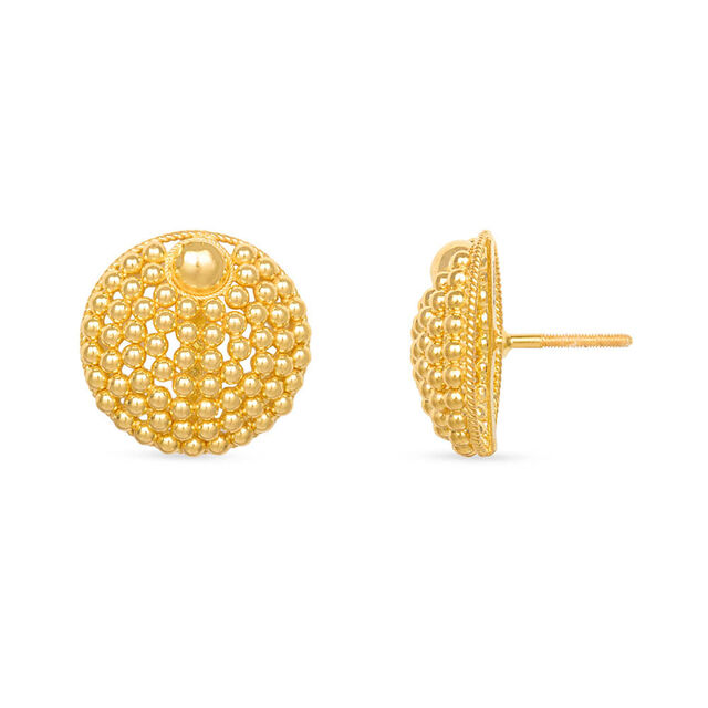 Exquisite Rawa Work Gold Stud Earrings 5