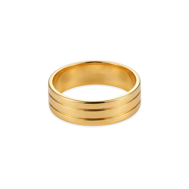 Sophisticated 22 Karat Yellow Gold Striped Finger Ring,,hi-res 