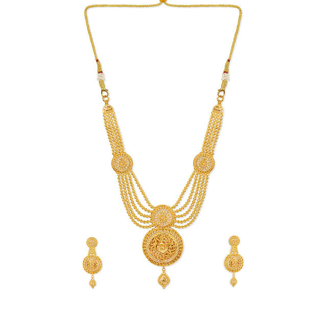 Tanishq 22KT Gold Neckwear with Earring for Women 