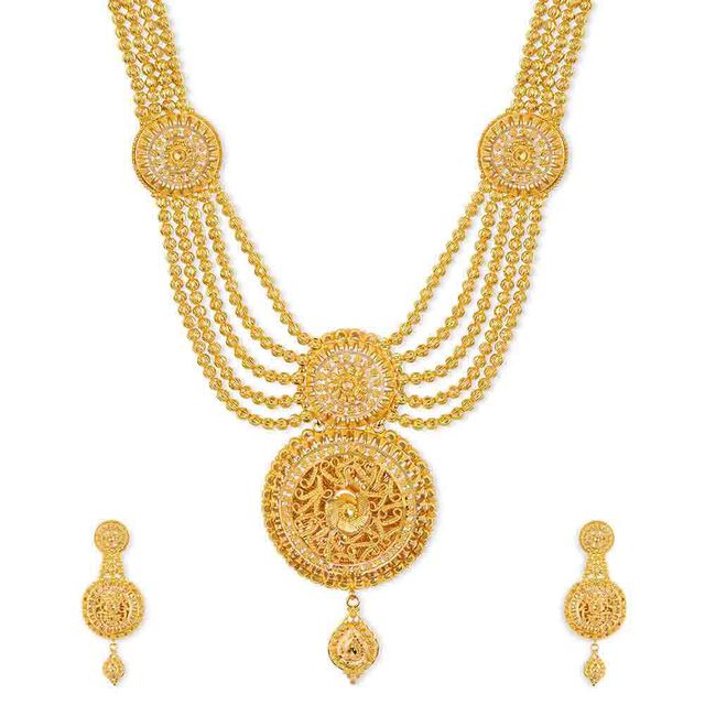 Tanishq 22KT Gold Neckwear with Earring for Women 3