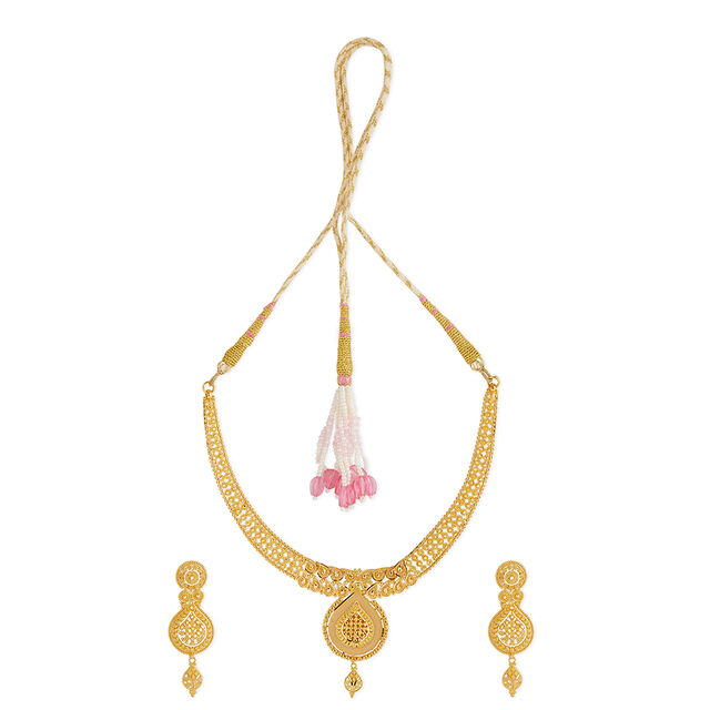 Tanishq 22KT Gold Necklace Set for Women 