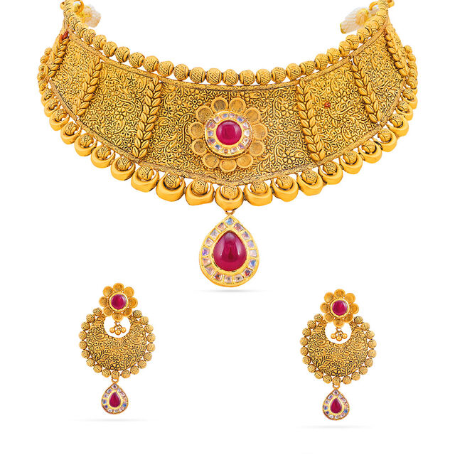 Tanishq 22KT  Gold Necklace Set  for Women 