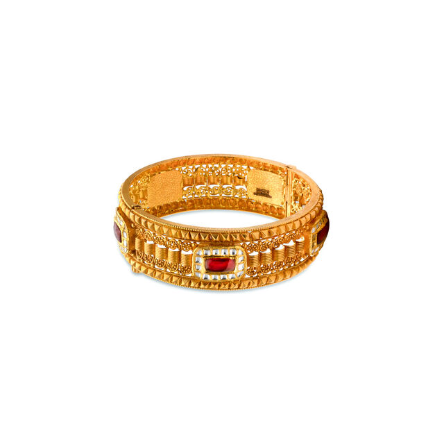 Majestic Gold Kundan Bangle,,hi-res 