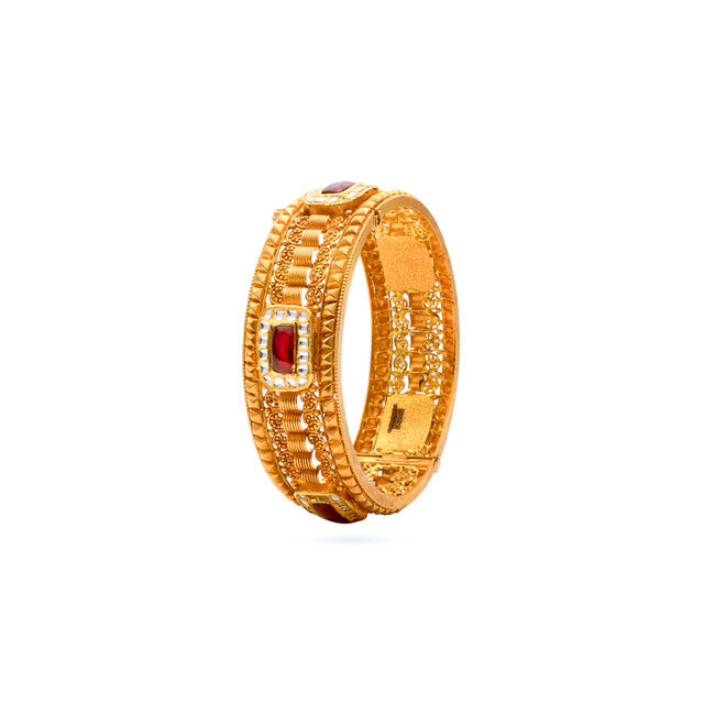 Majestic Gold Kundan Bangle,,hi-res 2