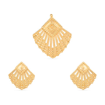 Radiant Gold Pendant and Earrings Set