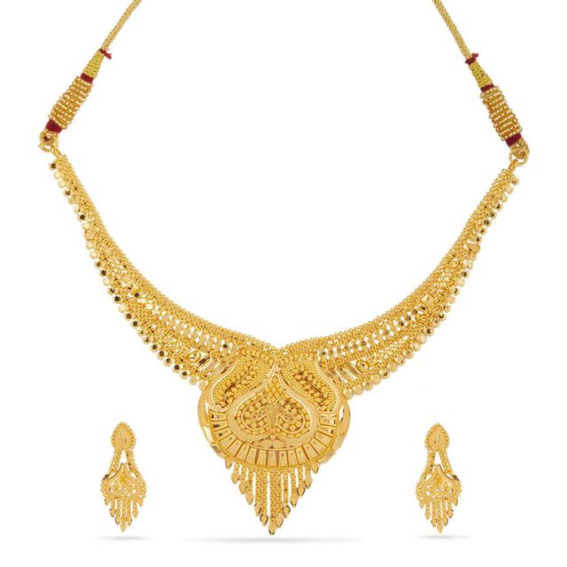 Tanishq 22KT Gold Necklace Set for Women 