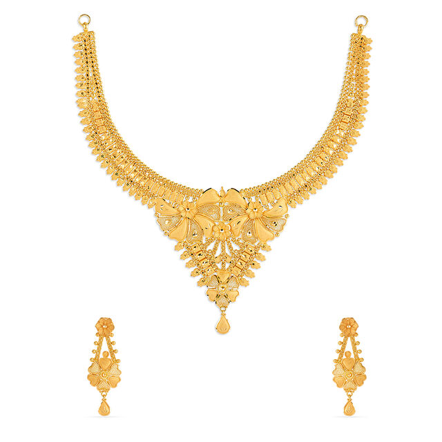 Tanishq 22KT Gold Necklace Set for Women 