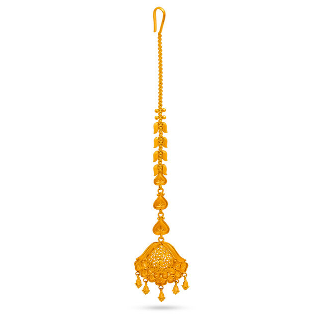 Enchanting Foliage Gold Maang Tikka,,hi-res 