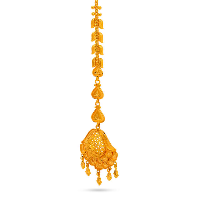Enchanting Foliage Gold Maang Tikka,,hi-res 2