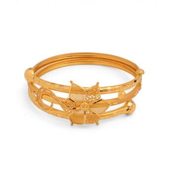Floral Embrace Gold Cuff Bangle