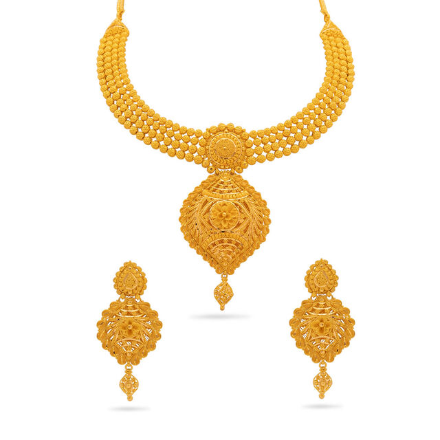 Majestic Elegance Gold Necklace and Earring Set,,hi-res