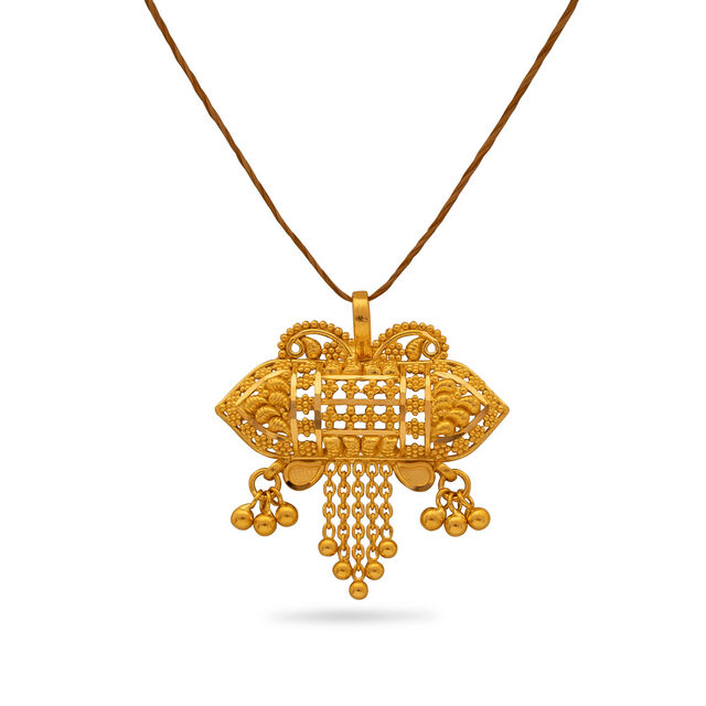 Blossoming Heritage Yellow Gold Flower Motif Pendant,,hi-res 