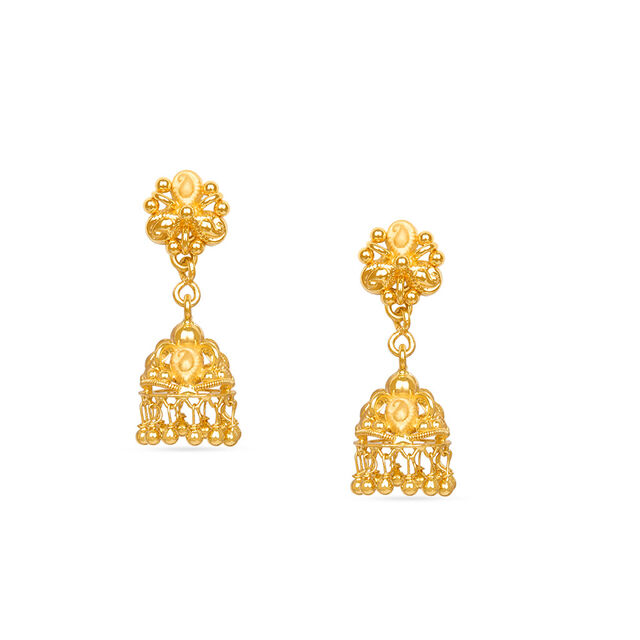 Opulent Gold Jhumka Style Earrings,,hi-res 