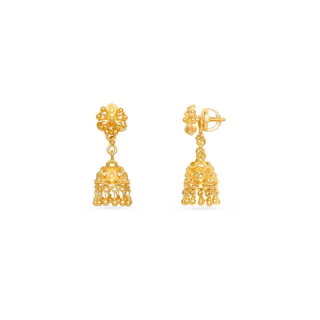 Opulent Gold Jhumka Style Earrings,,hi-res 3