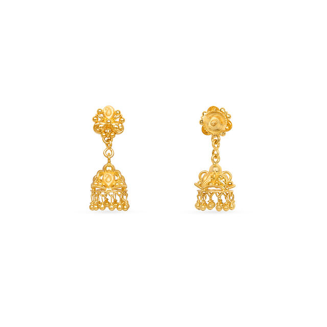 Opulent Gold Jhumka Style Earrings,,hi-res 4