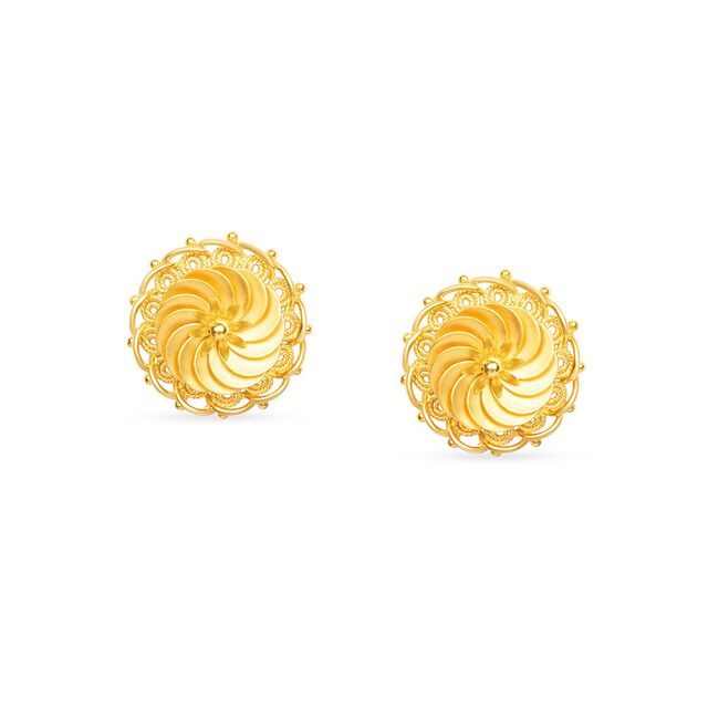 Tanishq 22KT Gold Stud Earring for Women 3