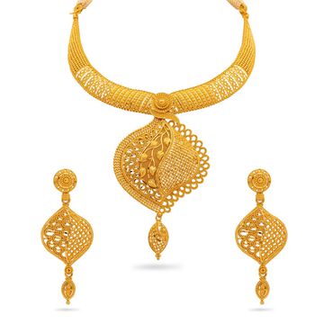 Floral Elegance Gold Necklace Set